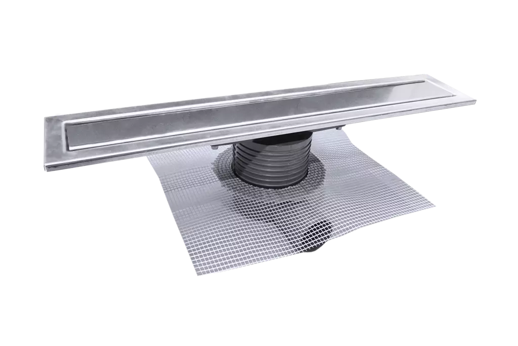 COMPLETE STAINLESS SHOWER CHANNEL WITH MESH HEIGHT ADJUSTABLE